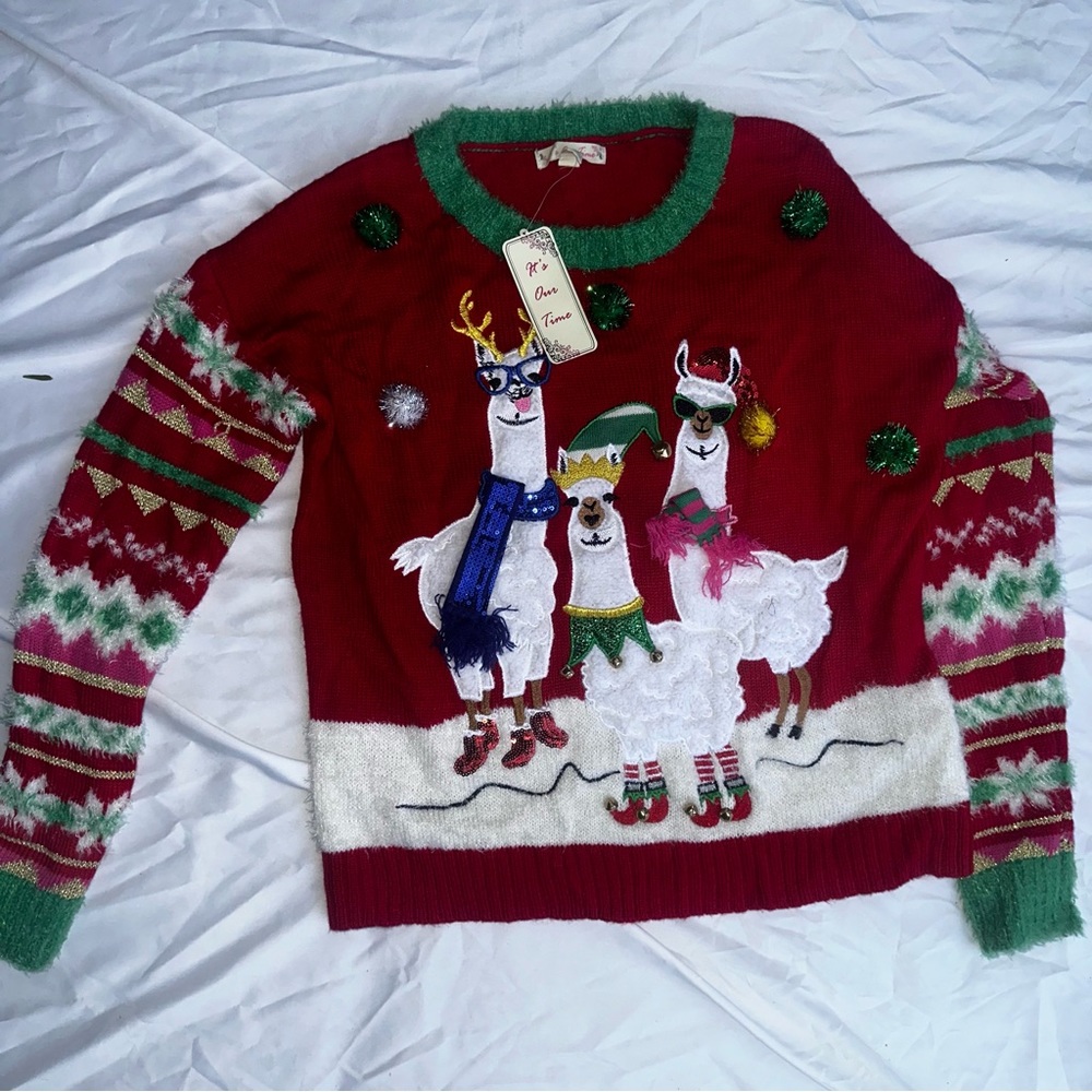 Llama Ugly Christmas Sweater Womens XS NWT